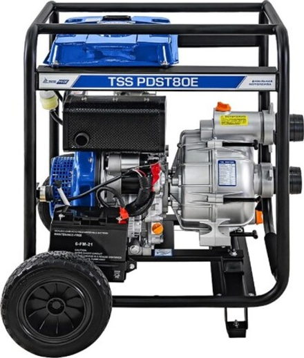 Мотопомпа дизельная для грязной воды ТСС PDST80E (с электростартом, АКБ) 130151