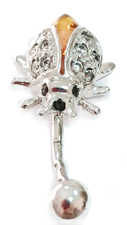 Ювелирный пирсинг из серебра с янтарем