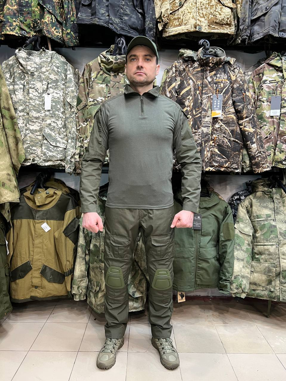 Тактический костюм с защитой G2 Олива — с наколенниками и налокотниками