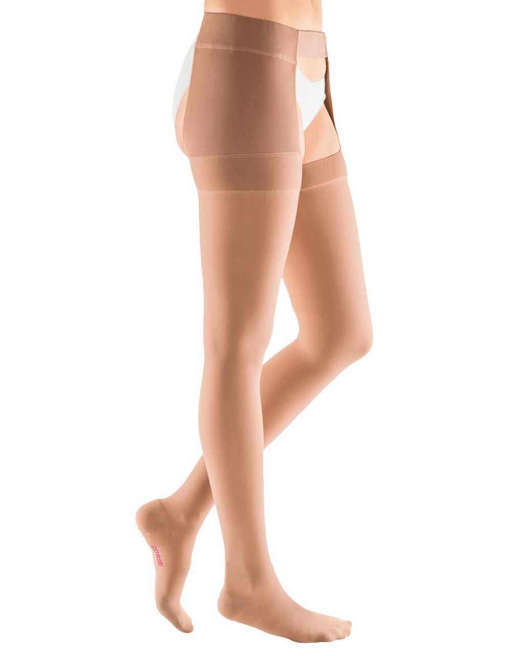 Чулок левый лечебный компрессионный mediven plus , II класс компрессии, стандартная длина, с застежкой на талии,закрытый носок для размеров с 36 по 43