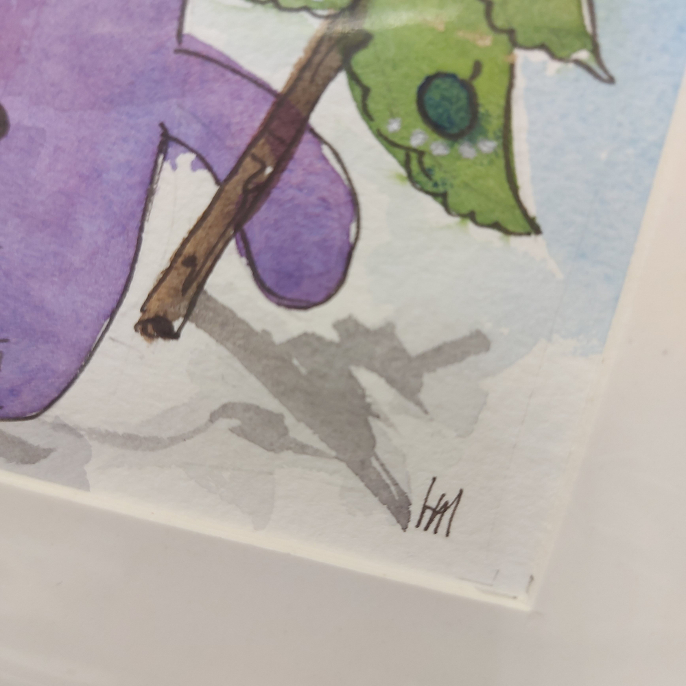 Картина акварельная авторская в паспарту 15х20 см на стену для интерьера "Дракоша"