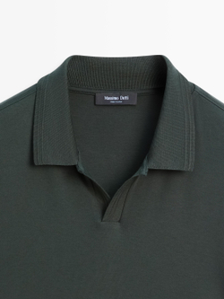 Massimo Dutti Поло из 100% хлопка с короткими рукавами, бутылочный