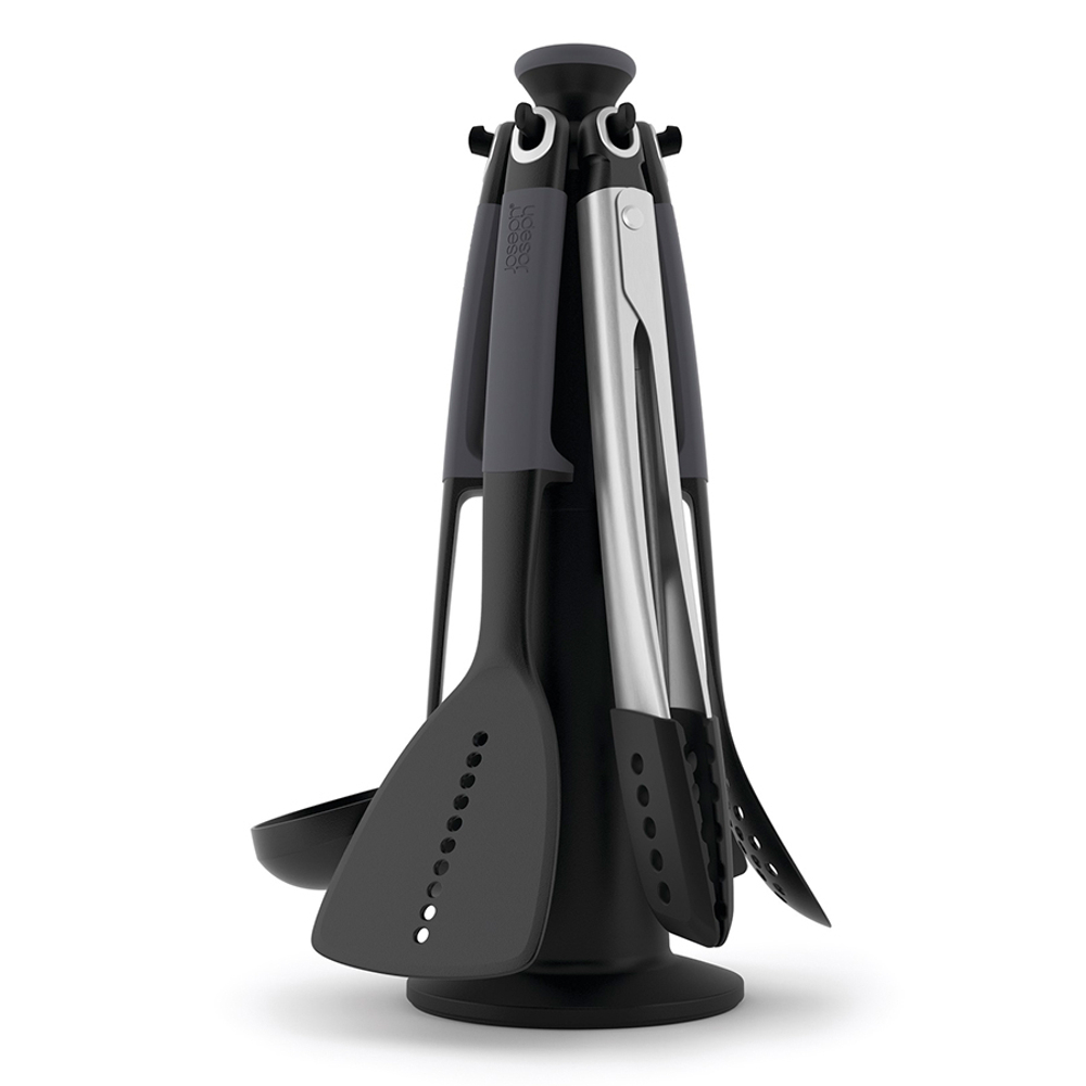 Набор из 6 кухонных инструментов Elevate с щипцами на подставке серый Joseph Joseph