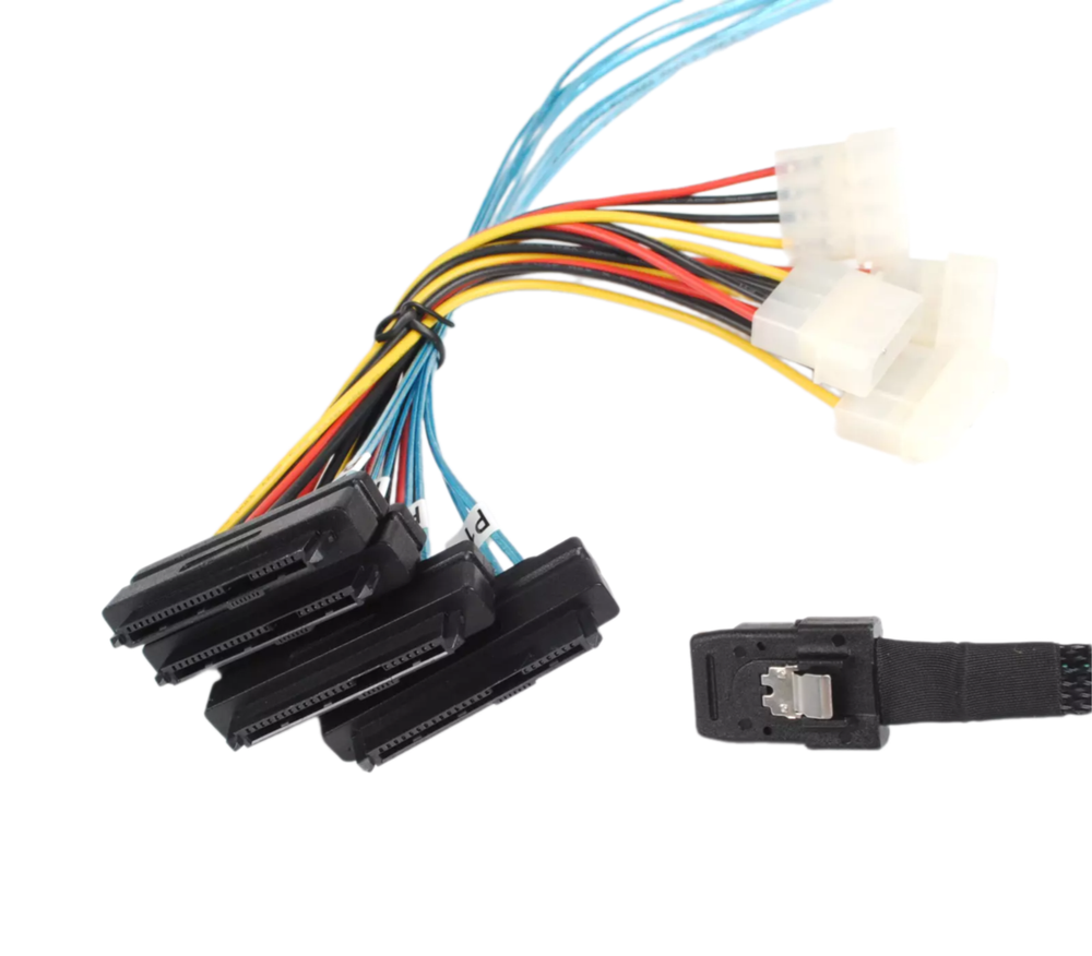 Кабель Mini SAS HD SFF-8087 - 4xSFF-8482 + 5.25 MOLEX POWER 1.0м