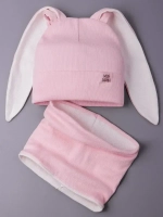 Шапка для девочек осенняя, с ушками розовая