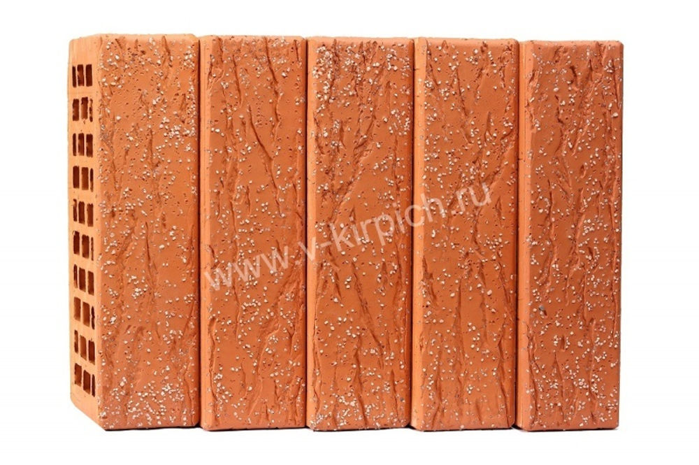 Кирпич лицевой Воротынский одинарный красный, кварц руст