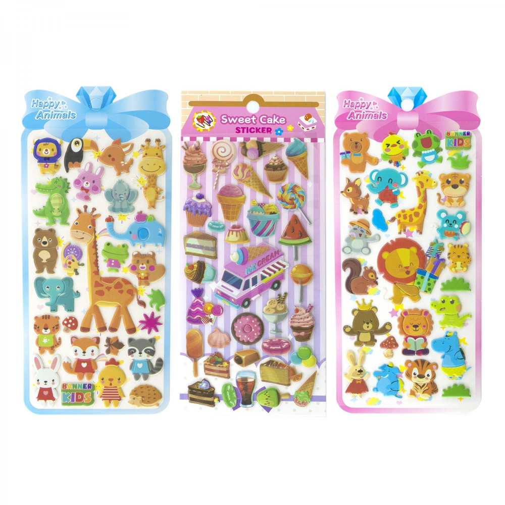 Наклейки детские Alingar, 9,5 см х19 см, "Морские, буквы монстрики", 3D, (анг.буквы, морские животные), полимер, объемные, европодвес