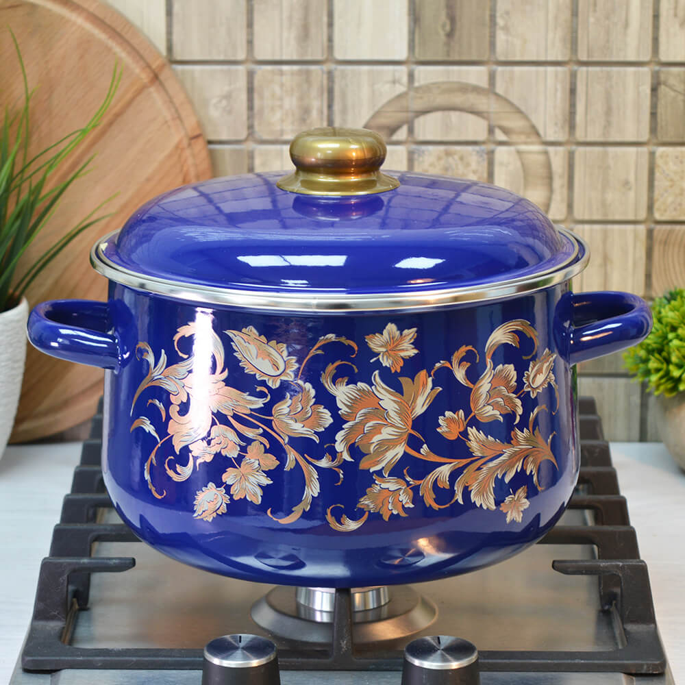 Кастрюля 5,5л коническая "Драгоценная" синяя