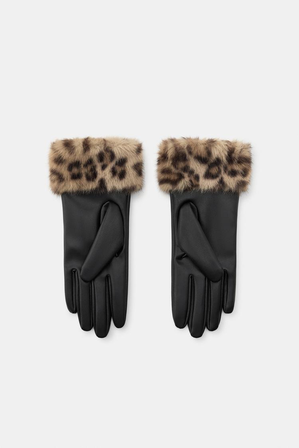 ZARA ПЕРЧАТКИ ИЗ ИСКУССТВЕННОЙ КОЖИ С АНИМАЛИСТИЧЕСКИМ ПРИНТОМ, КОРИЧНЕВЫЙ