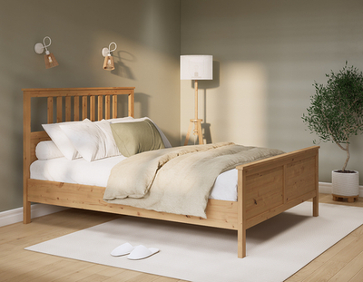 Двуспальная кровать, Хемнэс/Кымор, 140х200см, светло-коричневый