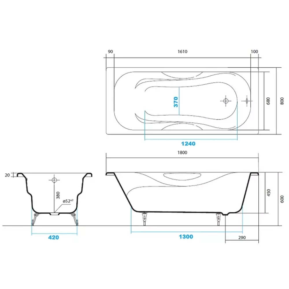 Чугунная ванна Aquatek Гамма 180x80 AQ8080F-00