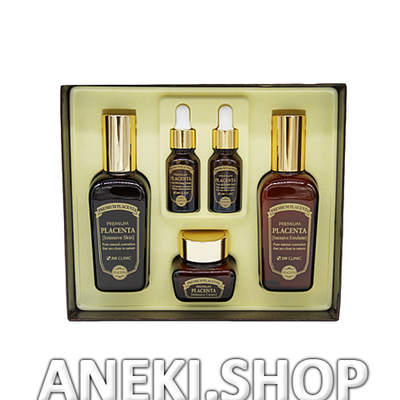 Набор косметики с плацентой для комплексного ухода за лицом (тонер,эмульсия,увлажняющий крем,миниатюры) 370 мл 3W Clinic Premium Placenta