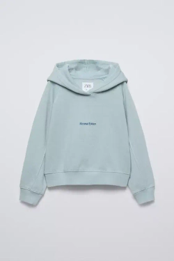 ZARA КОМПЛЕКТ ИЗ ХУДИ И БРЮК WIDE LEG, ПАСТЕЛЬНО-СИНИЙ