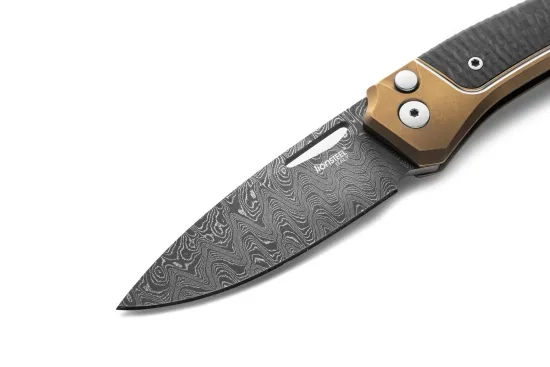Нож складной Lion Steel Twain Damascus TW D BR - дамасская сталь, бронзовый титан на рукояти