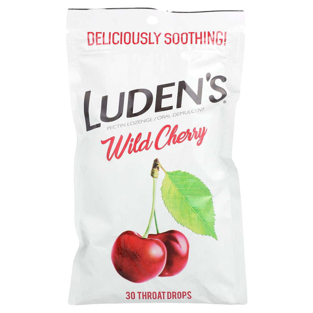 Luden's, Леденцы с пектином, успокаивающее средство для полости рта, дикая вишня, 30 леденцов для горла