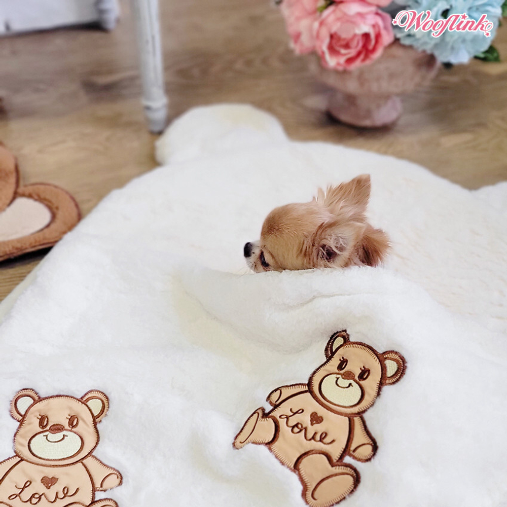 017 Комплект молочный: коврик + плед для маленьких собак "Мишки" / "Teddies" Wooflink