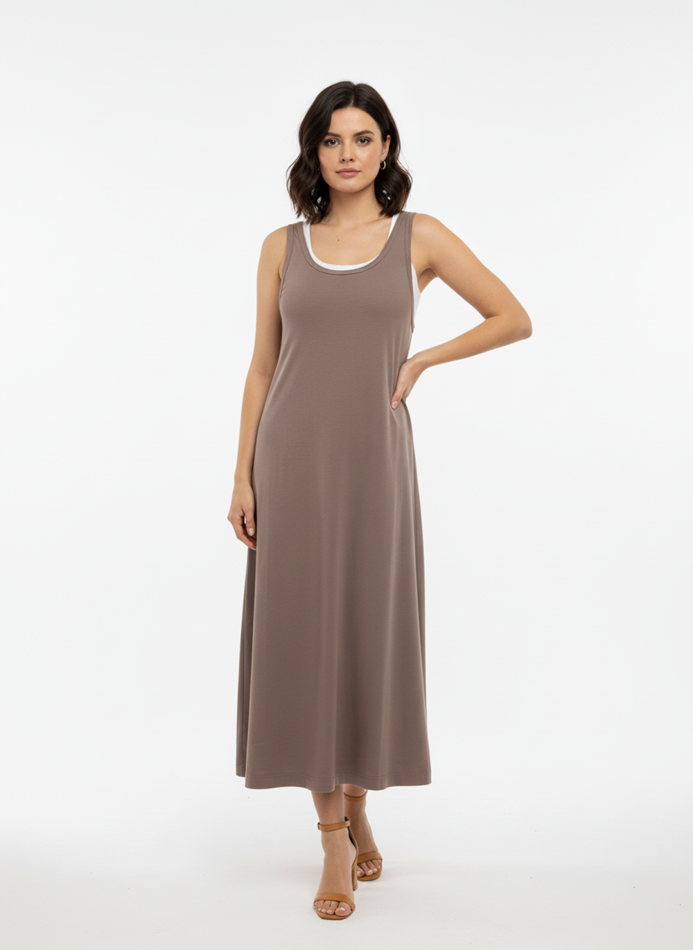 Платье Ритм, цвет мокко/белый