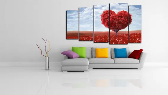 Модульная картина "Красное дерево любви"