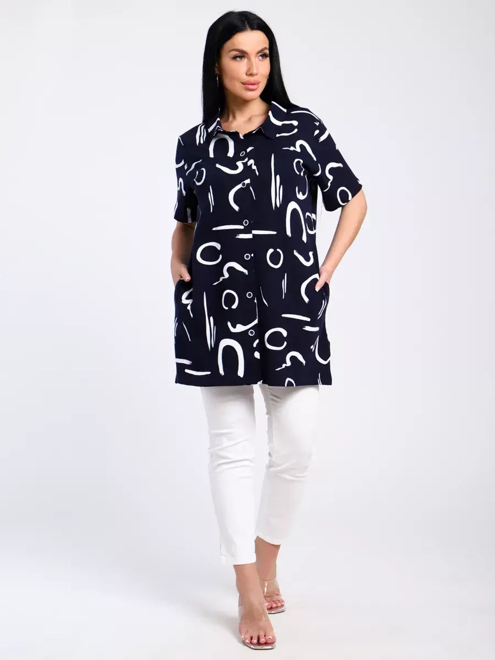 Туника-рубашка хлопок большие размеры