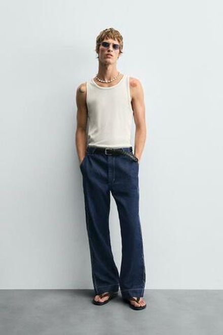 ZARA ДЖИНСЫ С ВЫШИВКОЙ, ИНДИГО