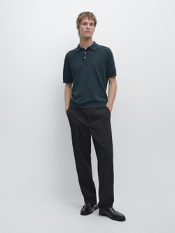 Massimo Dutti Поло из 100% хлопка, синий