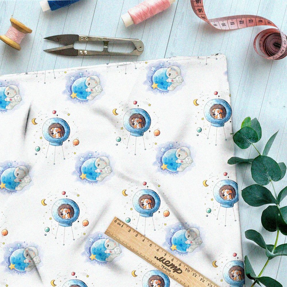 Ткань шелк Армани космонавты и собаки