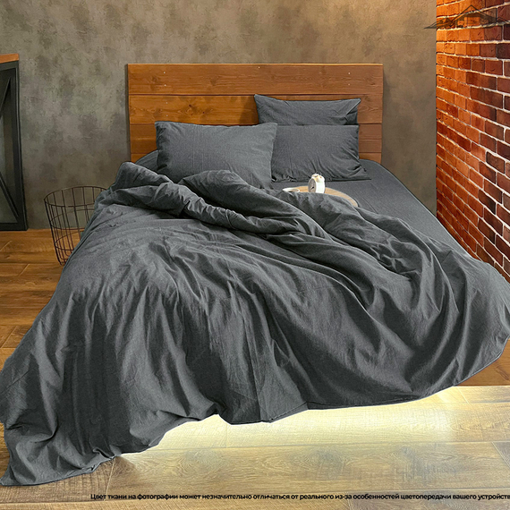 Вареный (стираный) хлопок цв.Темно-серый меланж