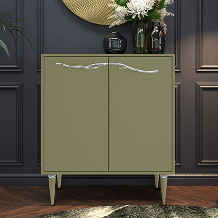Комод Арт Колор matte Классик Сильвер с 2 полками Зеленая олива матовый