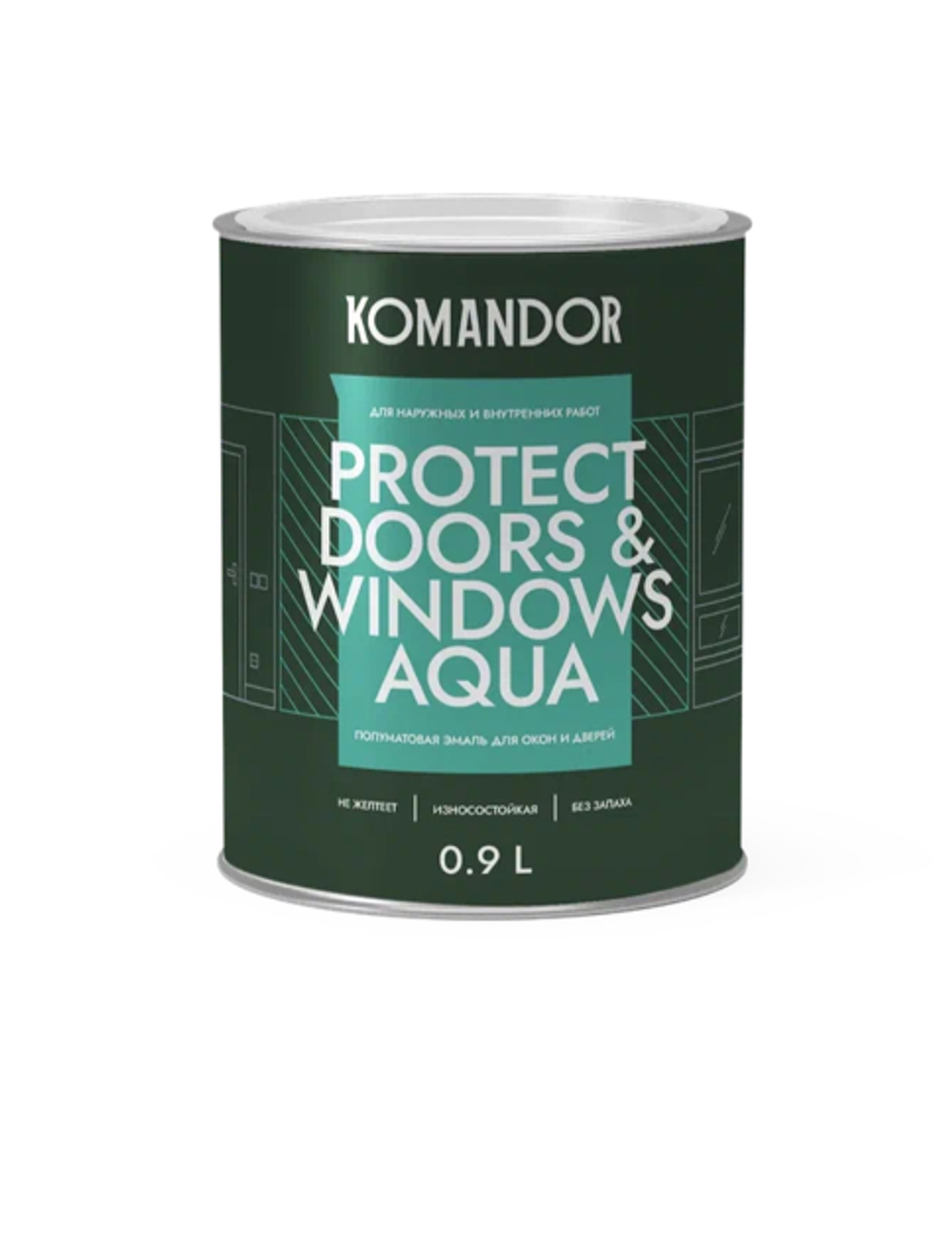 Эмаль для окон и дверей Komandor Protect Doors&Widows Aqua, полуматовая