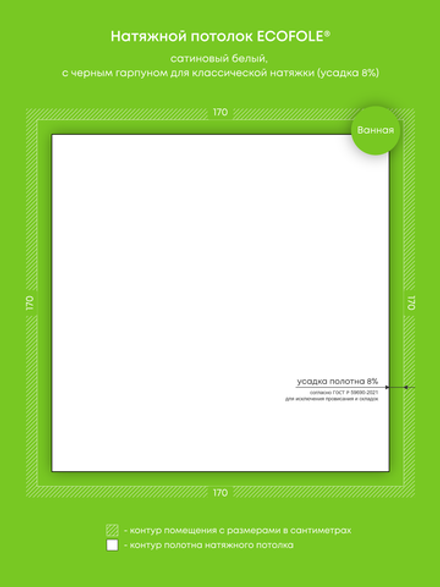 Натяжные потолки: 2.9 м2, 0.9 м2