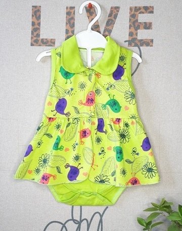 Боди платье Птички (зелёный)