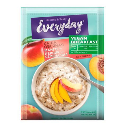 Каша овсяная манго, персик, семена Чиа Everyday Vegan Breakfast 36 гр.