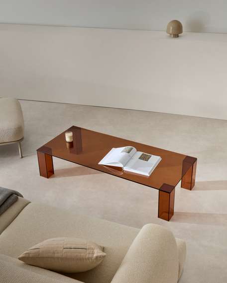 Журнальный столик Adularia, 140x60 см, закаленное стекло коричневого цвета