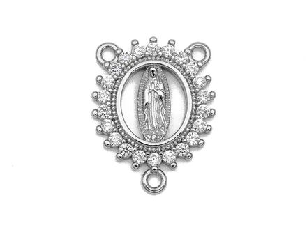Овальная подвеска-коннектор "Дева Мария" 20мм, со стразами
