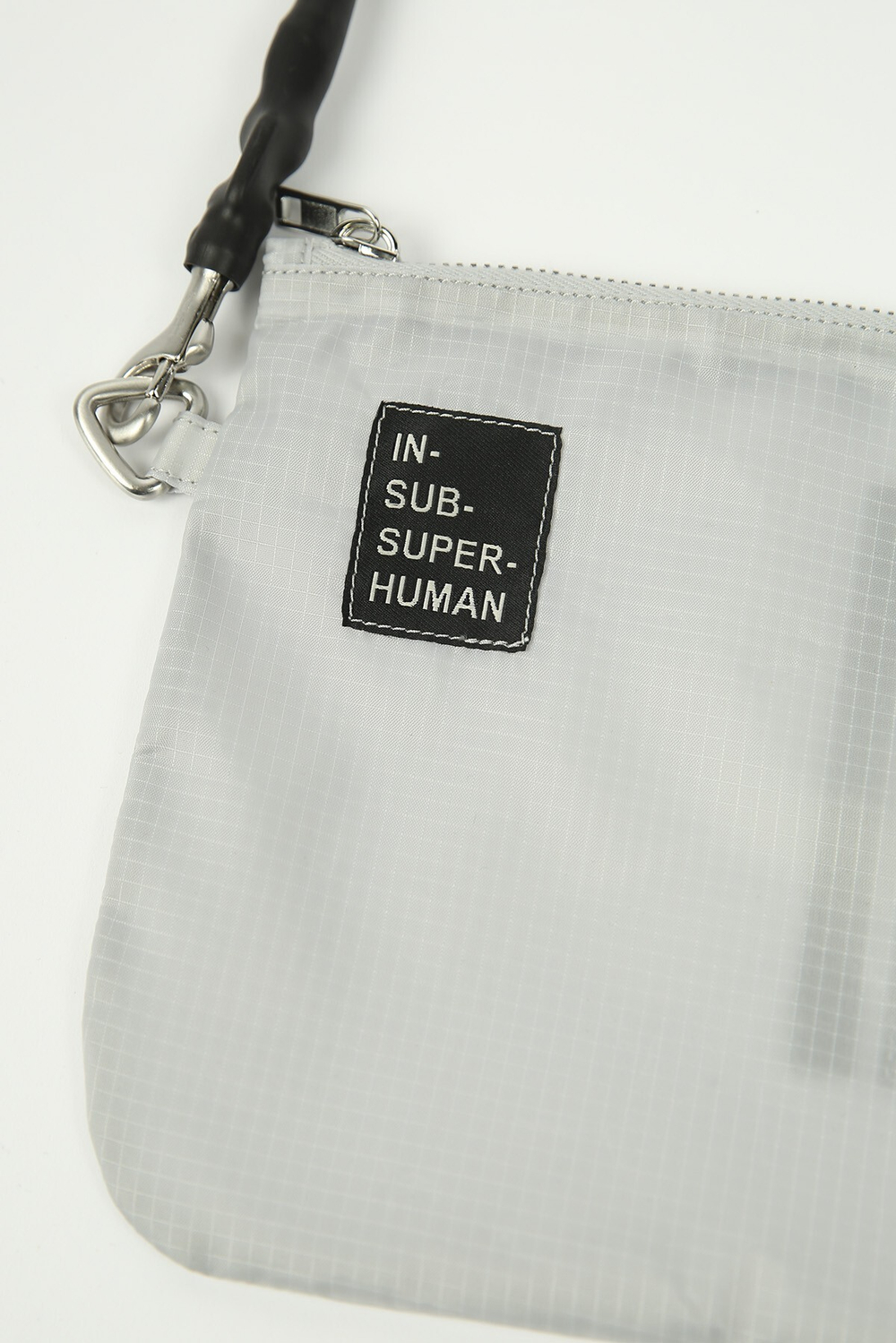 RICK OWENS DRKSHDW СУМКА SMALL ZIP POUCH БЕЛАЯ С ЧЕРНЫМ ШНУРКОМ