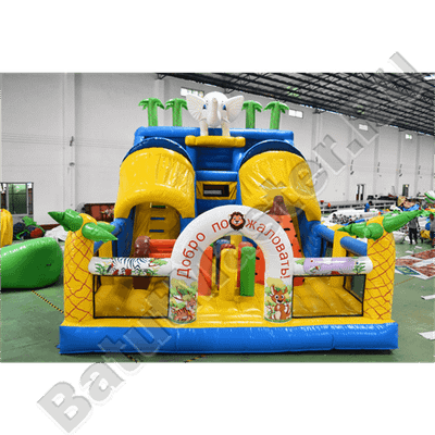 Коммерческий надувной батут "Слоник со скалодромом 2"
