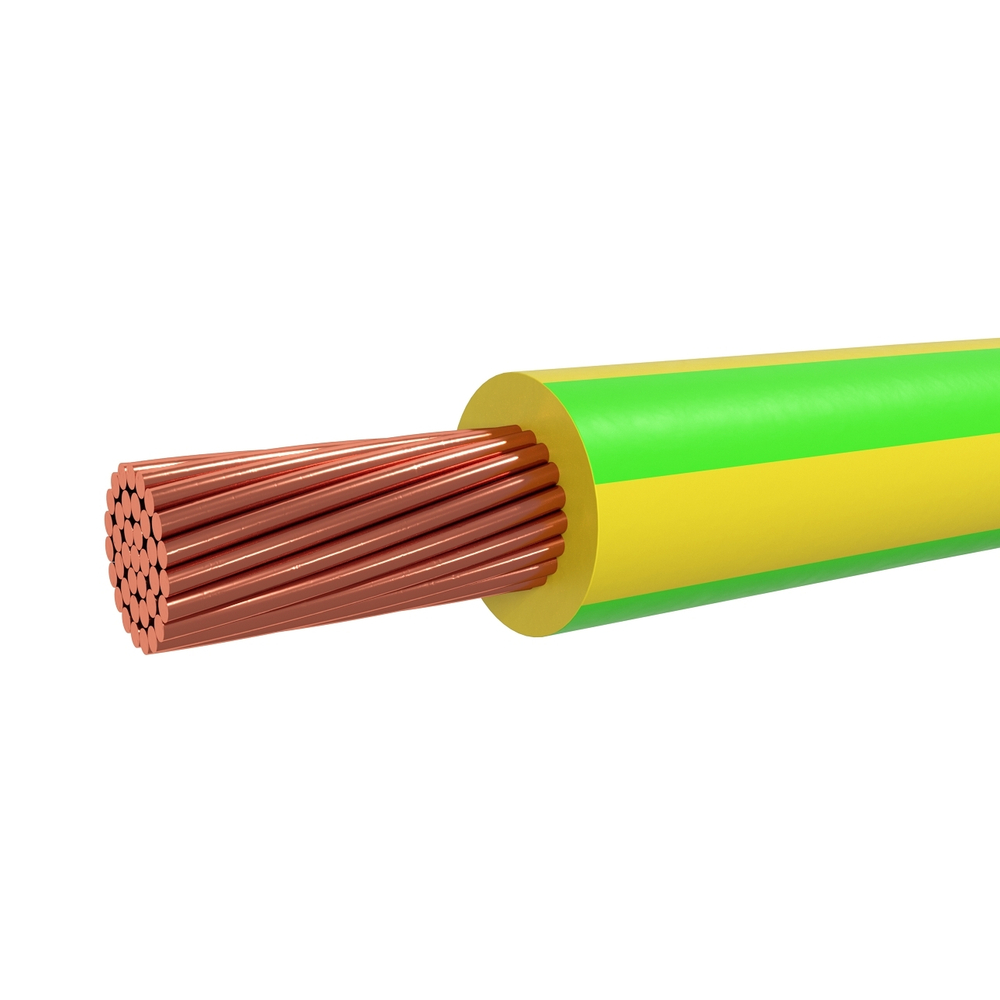Провод ПУГВнг-LS (ПВ-3), 1х10мм2, 20 метров, Желто-зеленый