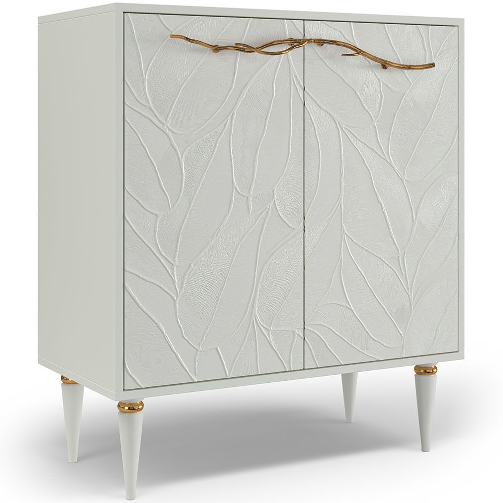Комод Арт Колор leaves Классик Голд с 2 полками Белый опал