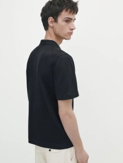 Massimo Dutti Футболка-поло с короткими рукавами, темно-синий