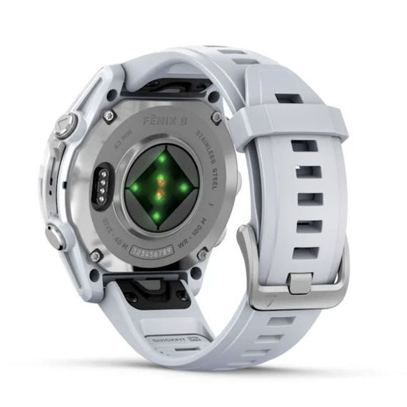 Garmin Fenix 8 43 мм Silver — умные часы с AMOLED-дисплеем и белым ремешком