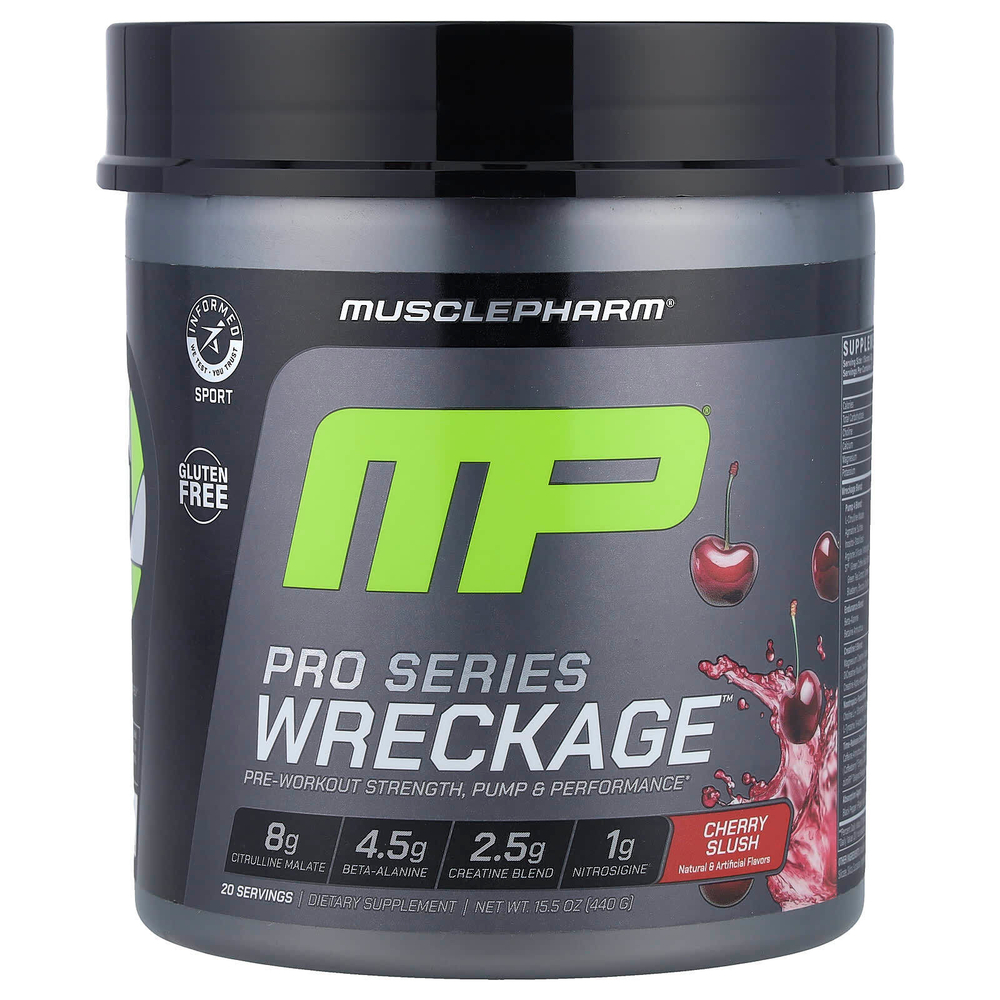 MusclePharm, Pro Series Wreckage™, предтренировочный комплекс, со вкусом вишни, 440 г (15,5 унции)