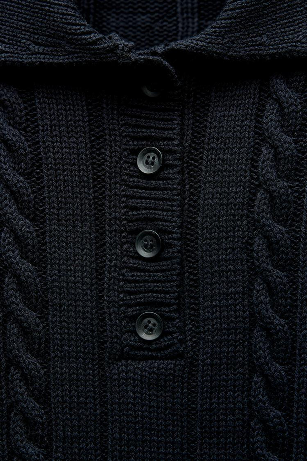 ZARA СВИТЕР ПОЛО С ОКАНТОВКОЙ, МОРСКОЙ СИНИЙ