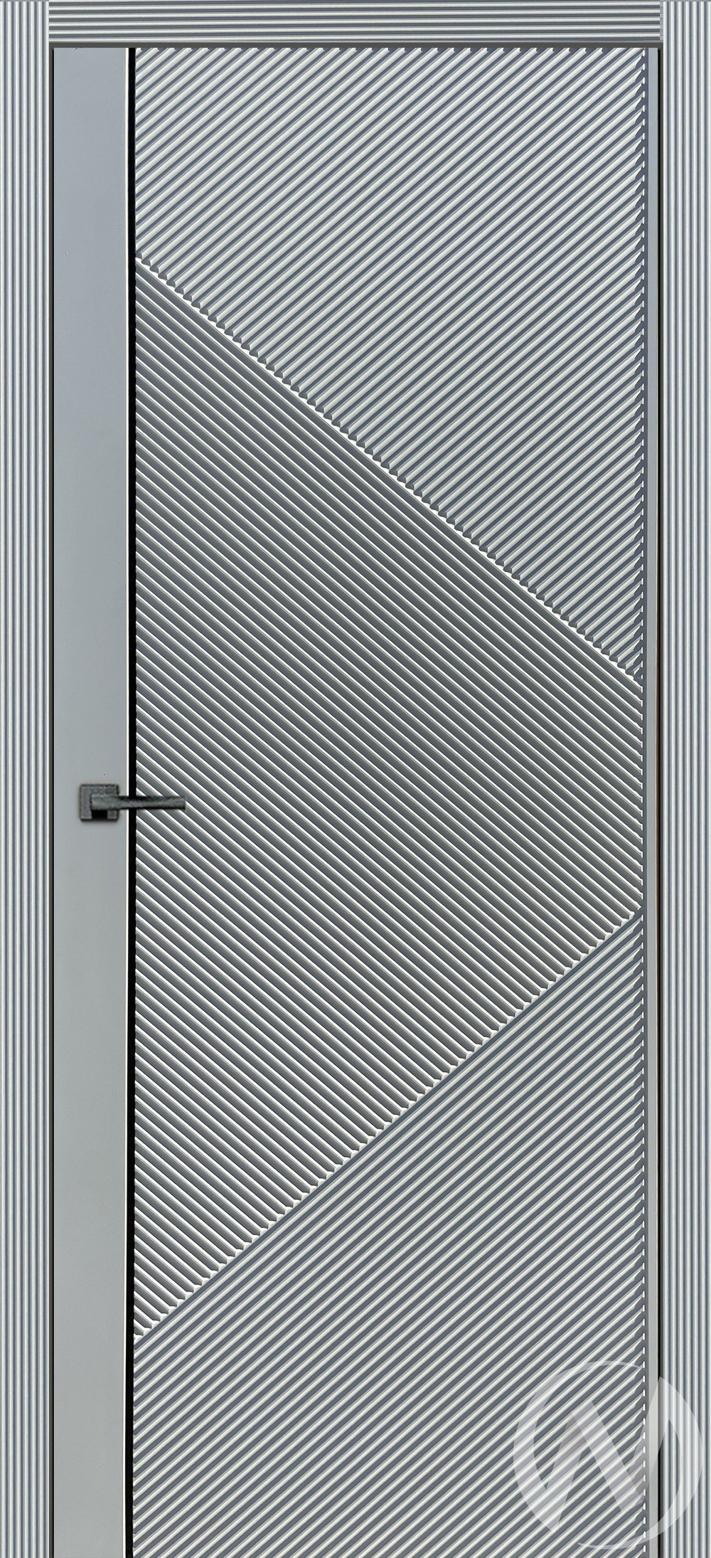 Дверь ЭКШ F-4; 80; глухая; серый софт; молдинг черный