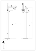 Смеситель напольный, QUBIC Nickel Brush