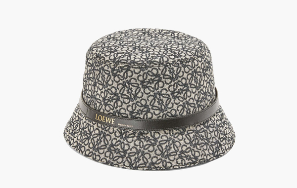 Loewe Anagram Jacquard and Calfskin Leather Bucket "Navy/Black"