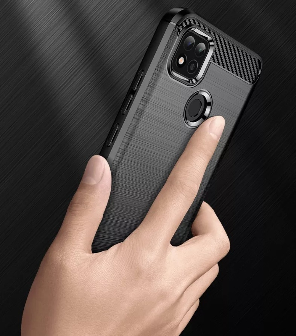 Мягкий чехол в стиле карбон для смартфона Xiaomi Redmi 10a с 2022 года, серии Carbon от Caseport