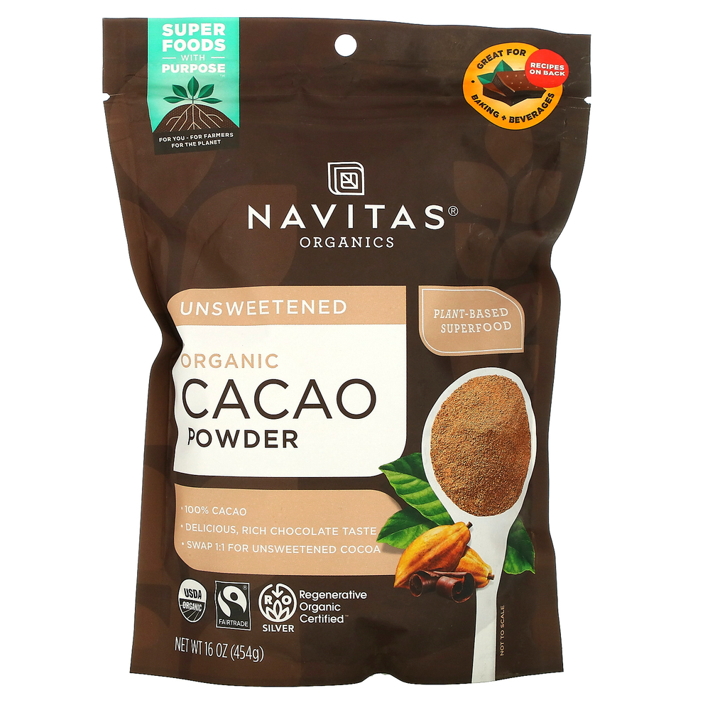 Navitas Organics, Органический какао-порошок, 454 г (16 унций)