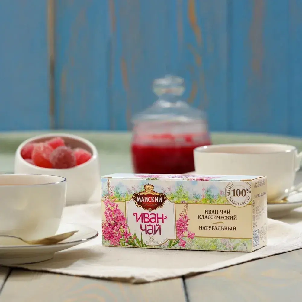 Чайный напиток в пакетиках Майский "Иван-чай Классический", травяной, 25 пакетиков по 1,5 г