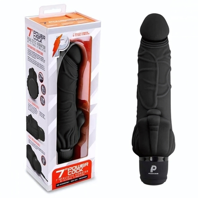 Черный вибратор-реалистик с клиторальными лепестками 7 Realistic Vibrator - 21,5 см. (Цвет: черный)