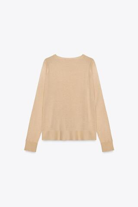ZARA СВИТЕР ИЗ ТОНКОГО ТРИКОТАЖА, ПЕСОЧНЫЙ